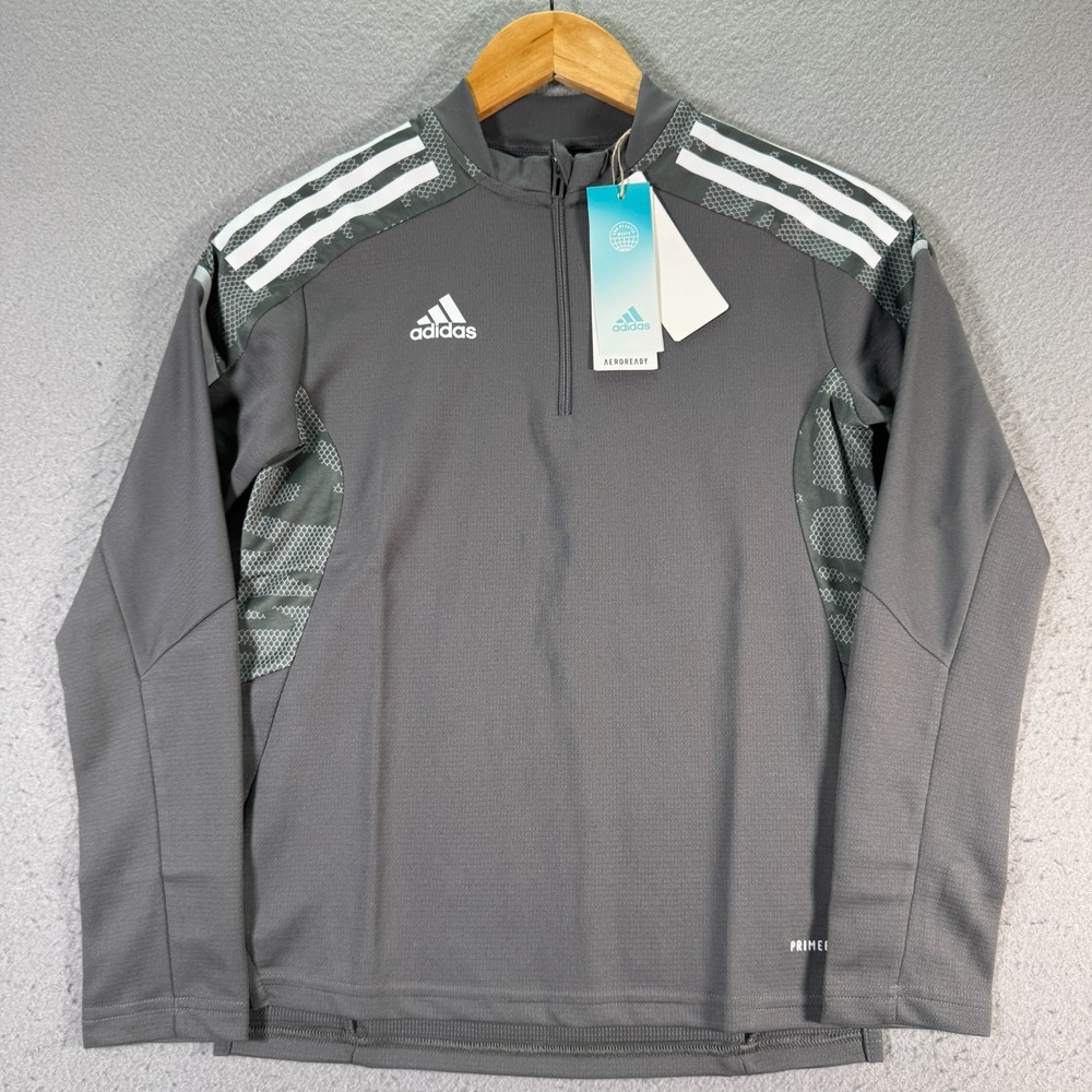 Adidas Track Top Quarter Zip‎ Sweatshirt Youth 9-10 Gray Football Soccer Comfort